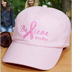 Pink Embroidered Breast Cancer Awareness Hat