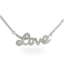Sterling Silver Cursive Love Cubic Zirconia Necklace
