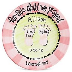 Personalized For This Child We Prayed Pink Plate