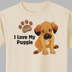 Personalized I Love My Puggle T-Shirt