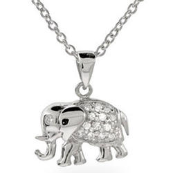 Sterling Silver and CZ Elephant Necklace