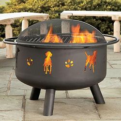 Steel Pups and Paws Fire Pit with Domed Lid