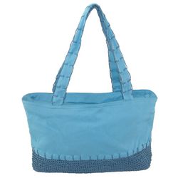 Women's Canvas and Crochet Tote Beach Bag