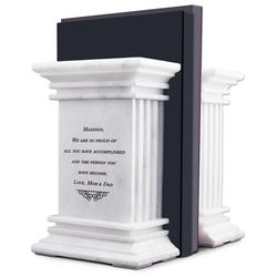 Personalized White Marble Column Bookends