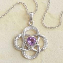 Celtic Knot Birthstone Silver Necklace