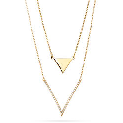 Triangle and Cubic Zirconia Layered Gold V Necklaces