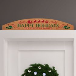 Personalized Happy Holidays Over the Door Wood Plaque