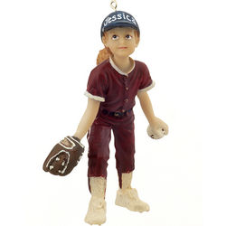 Personalized Youth Softball Player Christmas Ornament