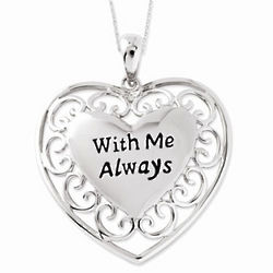 With Me Always Sterling Silver Heart Necklace