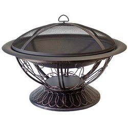 Outdoor Wood-Burning Fire Pit with Scroll Design