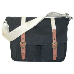 Soft-Brushed Cotton Messenger Bag with Leather Straps