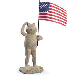Polystone Frog with American Flag