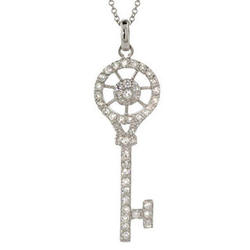 Sparkling CZ Vintage-Style Key Necklace