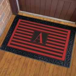Monogrammed Welcome Doormat with Stripe Design