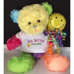 Personalized Feel Better Rainbow Teddy Bear