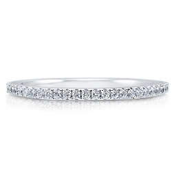 Micro Pave Cubic Zirconia Sterling Silver Half Eternity Ring