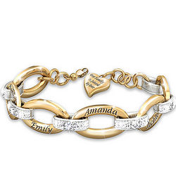Personalized Family Joined by Love Diamond Bracelet