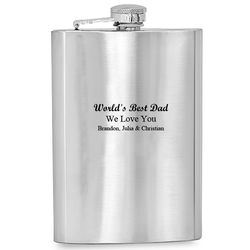 Personalized World's Best Dad Engraved Stainless Steel Flask
