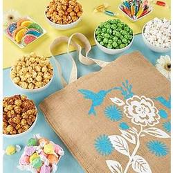 Spring Popcorn and Sweets Burlap Tote Bag