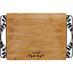Rustic Leaves Bamboo Cutting Board with Metal Handles