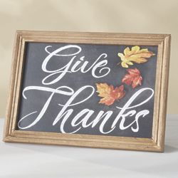 Give Thanks Fall Leaves Wall Sign
