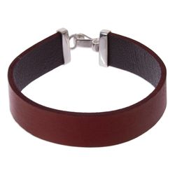 Peace in Red Leather Wristband Bracelet