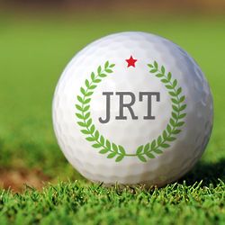 6 Personalized 3 Initial with Laurel Wreath Golf Ball Set