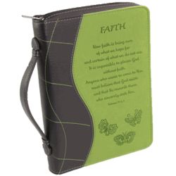 Faux Leather Bible Cover with Debossed Faith Verse