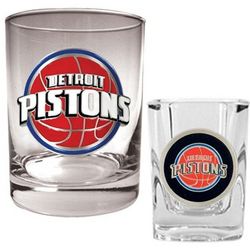 Detroit Pistons Rocks and Shot Glass Set