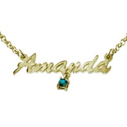 Gold Over Sterling Script Name Necklace with Birthstone