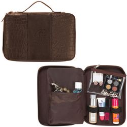 Deluxe Croc Leather Cosmetic Organizer Case