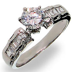 Brilliant Cut Cubic Zirconia Sterling Silver Engagement Ring