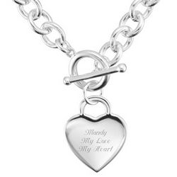 Classic Padlock Heart Toggle Necklace