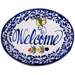 Talavera-Inspired Ceramic Welcome Plaque
