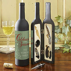 Personalized Christmas Tree Wine Accessory Kit
