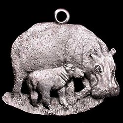 Hippo Family Pewter Ornament