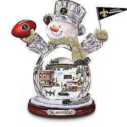 New Orleans Saints Crystal Snowman Figurine