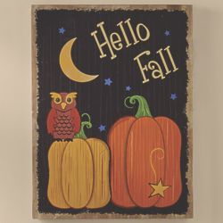 Hello Fall Pumpkins and Owl Wall Sign