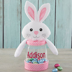 Personalized Pink Easter Bunny Candy Jar