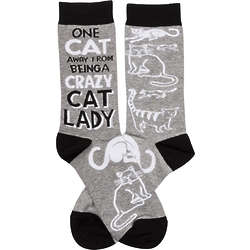 One Cat Away From Being A Crazy Cat Lady Socks