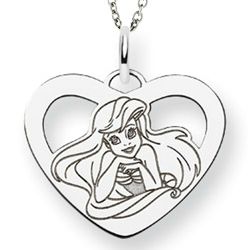 Sterling Silver Little Mermaid Heart Pendant