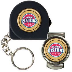 Detroit Pistons Tape Measure Key Chain and Money Clip Set