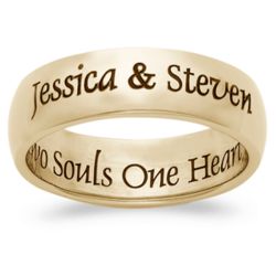 Gold Stainless Steel Top Laser-Engraved Two Souls Band