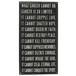 What Cancer Cannot Do Plaque