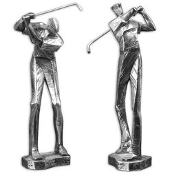 Practice Shot Metallic Golf Statues