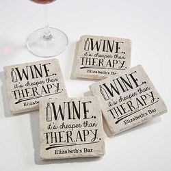 Personalized Always Time For Wine Stone Coasters