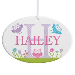 Personalized Owl Oval Ornament