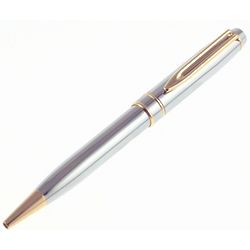 Personalized Polished Chrome Pen with Gold Accents