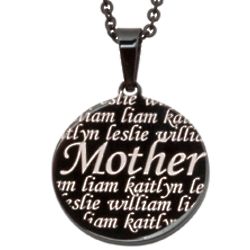 Everscribe Black Stainless Steel Engraved Family Necklace