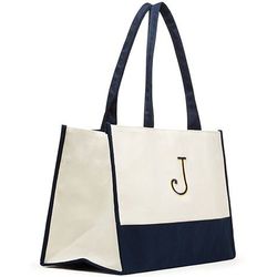 Personalized Initial Colorblock Tote Bag